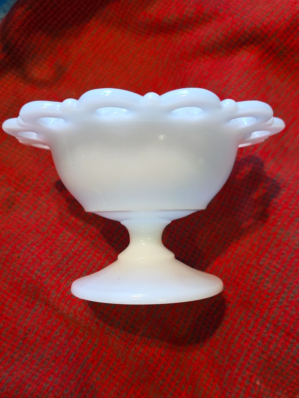 White Milk Glass Compote Pedestal Bowl